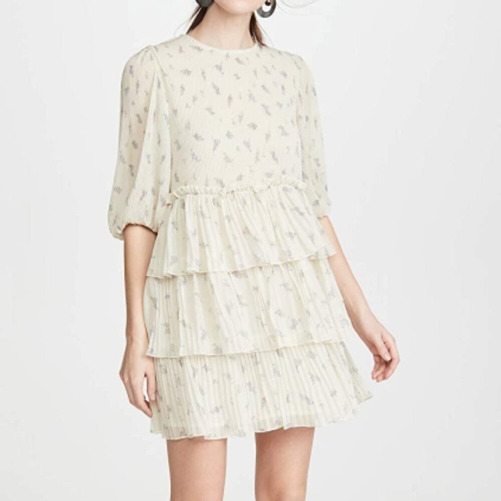 Ganni Pleated Georgette Dress Size 34